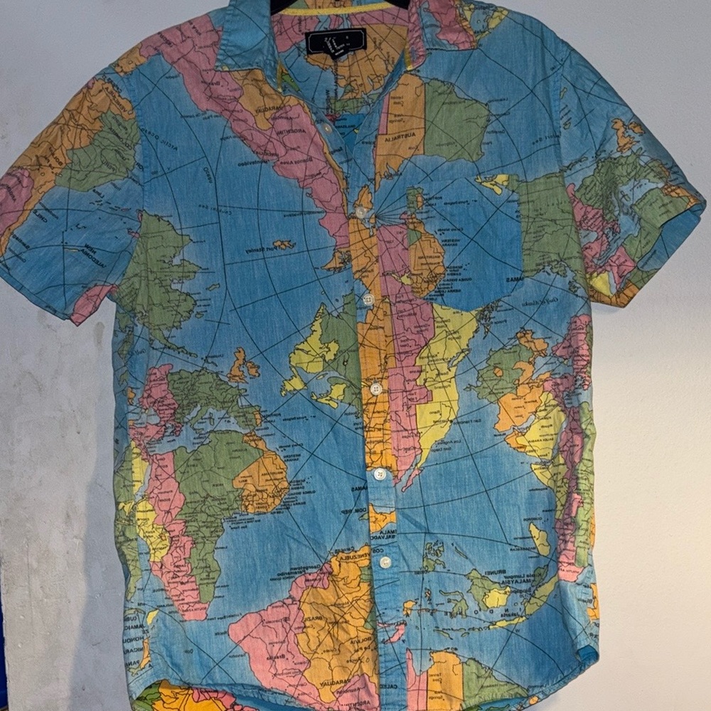 Vintage map printed shirt